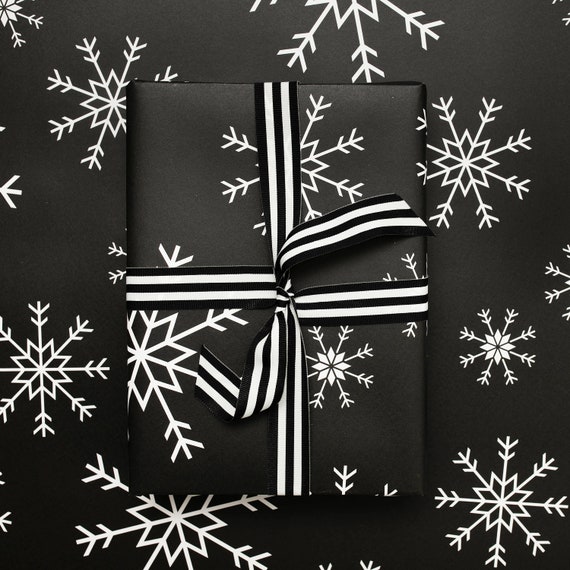 Christmas Wrapping Paper, Scandinavian Design Gift Wrap, Black and