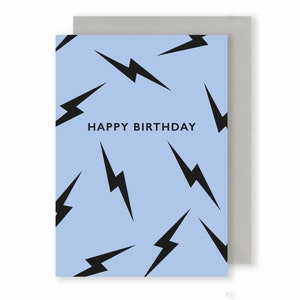 Birthday Wrapping Paper Blue & Black, Lightning Bolts Gift Wrap image 4
