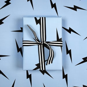 Birthday Wrapping Paper Blue & Black, Lightning Bolts Gift Wrap image 1
