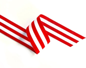 Red and White Striped Ribbon | Christmas Wrapping | 25mm wide