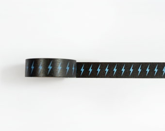 Lightning Bolts Washi Tape, Black and Blue