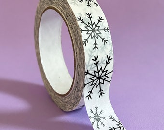 Nastro da imballaggio in carta natalizia / Fiocchi di neve ecologici in bianco e nero