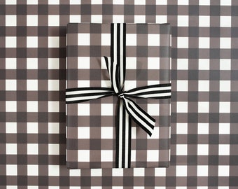 Papel de regalo a cuadros de lujo en blanco y negro