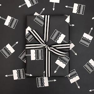 Birthday Wrapping Paper | Black and White Cake Gift Wrap