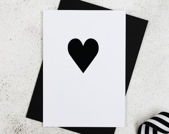 Love Heart | Jubiläumskarte | Monochrome Karte Liebe | Schwarz-Weiß Romantik