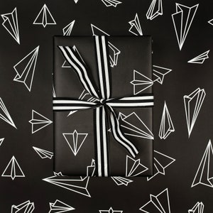 Black and White Paper Plane Wrapping Paper