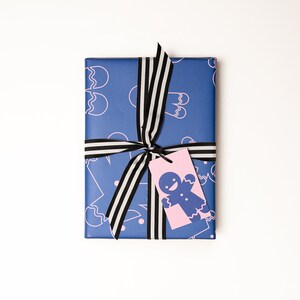 Kerst inpakpapier Roze en blauwe peperkoek cadeauverpakking seconden afbeelding 3