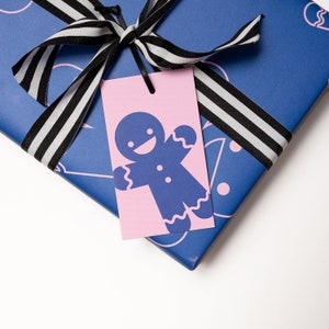Christmas Gift Tags | Pink and Blue Gingerbread Wrapping