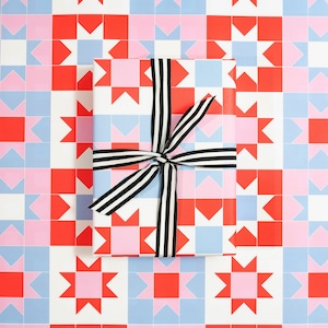 Christmas Wrapping Paper | Patchwork, Red & White Luxury Gift Wrap