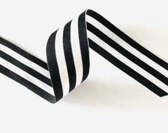 Black and White Striped Ribbon | Christmas Wrapping |  25mm - 1 inch wide