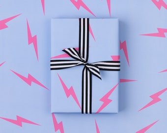 Birthday Wrapping Paper | Blue & Pink Lightning Bolts Gift Wrap