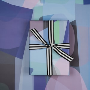 Luxury Stained Glass Wrapping Paper Blues image 1