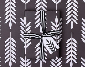 Black Leaves Gift Wrap Sheets