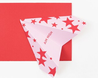 Aim High | Good Luck | Paper Plane Greeting Card