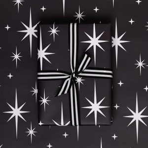 Christmas Wrapping Paper | Stars, Black & White Gift Wrap (Seconds)