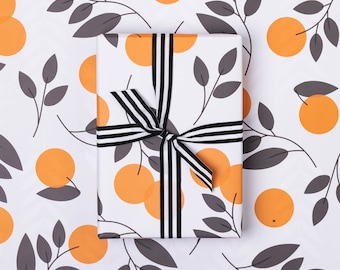 Birthday Wrapping Paper | Clementines Orange Gift Wrap (Seconds)