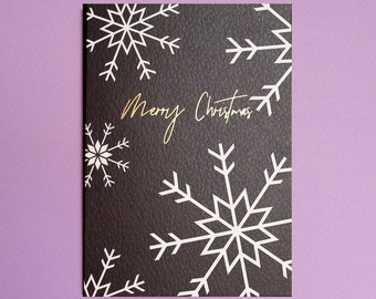 Merry Christmas Snowflakes | Black and White Christmas Cards |  Modern Christmas Card | Christmas Card Packs