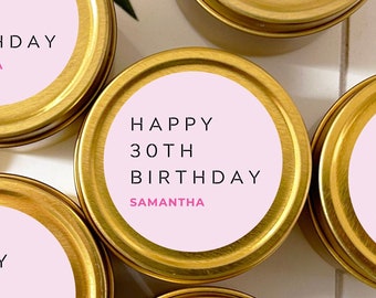 Happy 30th Birthday Candle Favor, birthday 2oz. Candle Favor, Birthday favor idea, Bulk Candle Favor, Birthday return gift