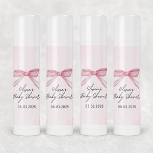 Pink Bow baby shower lip balm, Lip Balm for Guest favor, Party Favor for guests, Pink Baby Shower Return Favor, Bulk Pink Bow Favor