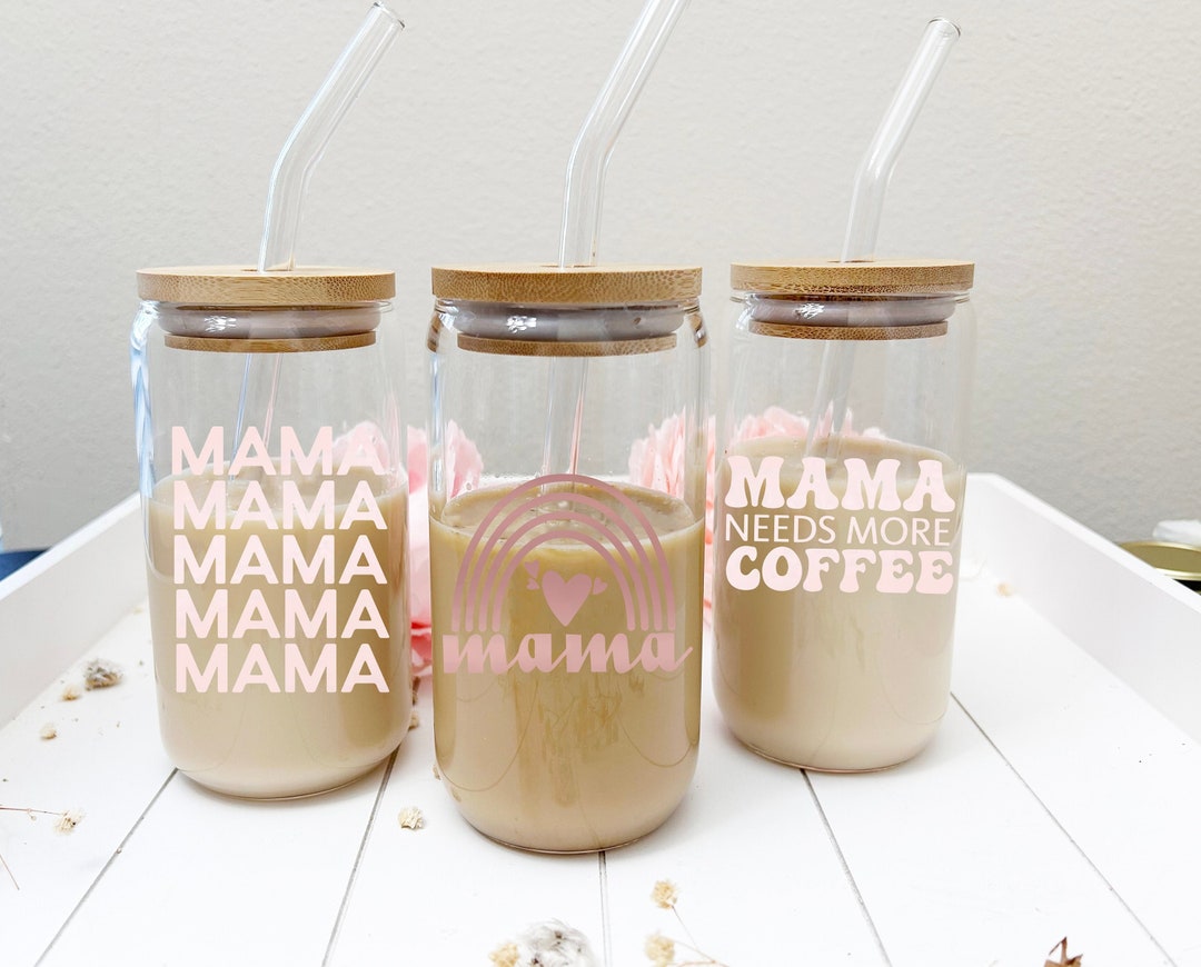 Girl Mom 16oz Glass Tumbler with Bamboo Lid & Straw – Modern Lifestyle Gifts