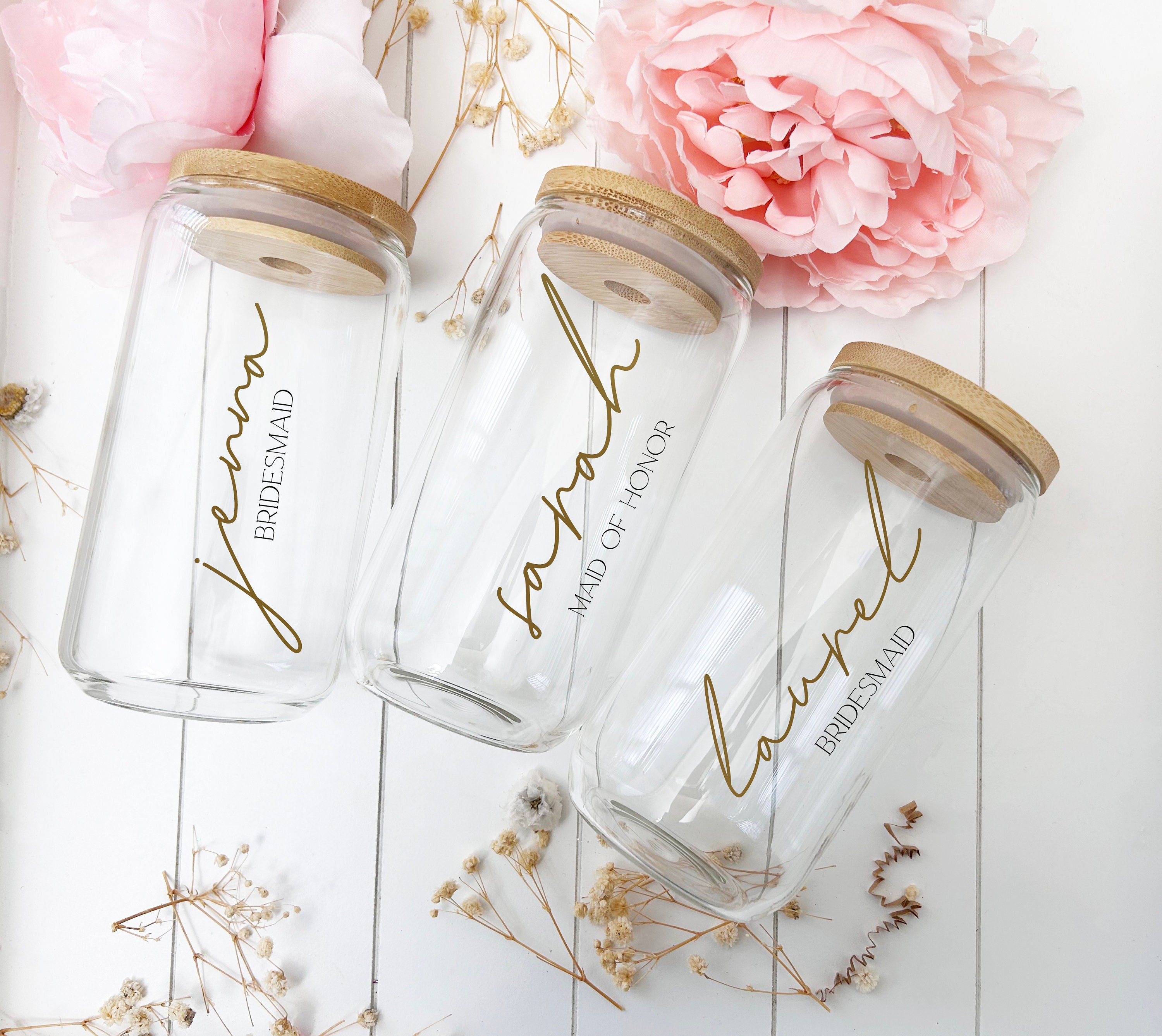 Bride to Be Iced Coffee Cup with Bamboo Lids and Straws | 16 oz Mason Jar  Cups | Bridesmaid Proposal Gifts, Bridal Shower Favors, Bachelorette Party