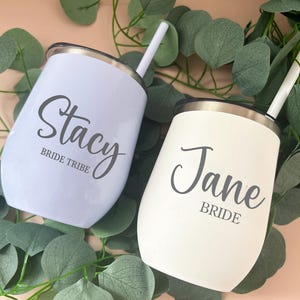 Custom Laser Engraved Wine Tumbler /Bridal Party Tumbler/Bridesmaid Proposal Gift / Bachelorette Girls Night Out /Girls Trip Cups,