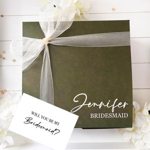 Sage Green Bridesmaid Proposal Box, Personalized proposal box, Bridal Proposal Box, Maid of honor gift box