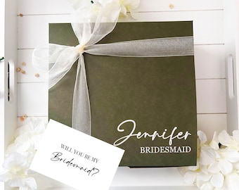 Sage Green Bridesmaid Proposal Box, Personalized proposal box, Bridal Proposal Box, Maid of honor gift box