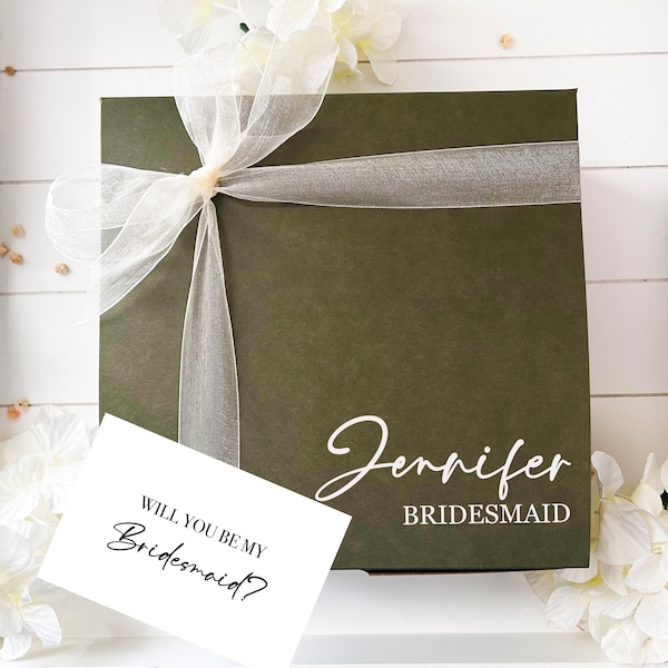 Sage Green Bridesmaid Proposal Box, Personalized proposal box, Bridal Proposal Box, Maid of honor gift box