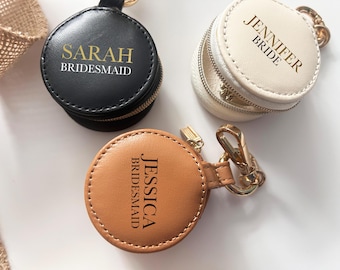 Mini Ring Holder for Bride, PU Leather Ring Holder Custom Gift Travel Jewelry Case Keychain Ring Holder Bridesmaid Gift Wedding Gift