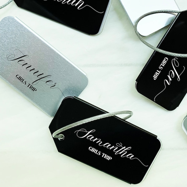 Custom Luggage Tags/ Baggage Tags/ Luggage Accessory/ Traveller Tag/ Wedding Trip Tags/ Metal Luggage Tags/ Bridesmaid Proposal