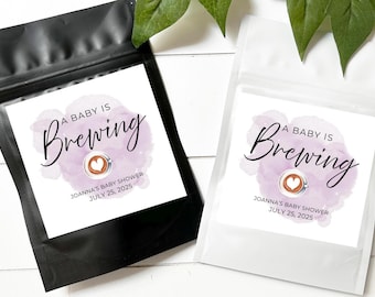 A Baby Is Brewing Coffee Favor Bag Baby Shower Coffee Bag Coffee Bar Party Favor Personalized Coffee Pouch Resealable Bag Coffee Bean Favors