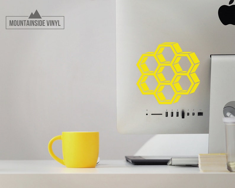 Hive Sticker Honeycomb Vinyl Decal - Bee Hive Laptop Stickers, Honey Jar Label ...
