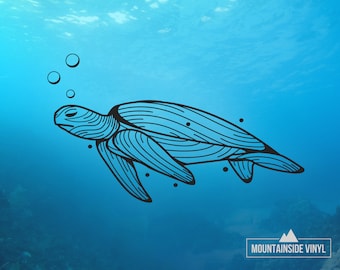 Sea Turtle Vinyl Decal - Turtle Sticker, Hawaii Tumbler Decal, Water Bottle Decal, Beach Lovers Gift, Ocean Decal, Laptop Sticker, Car Decal