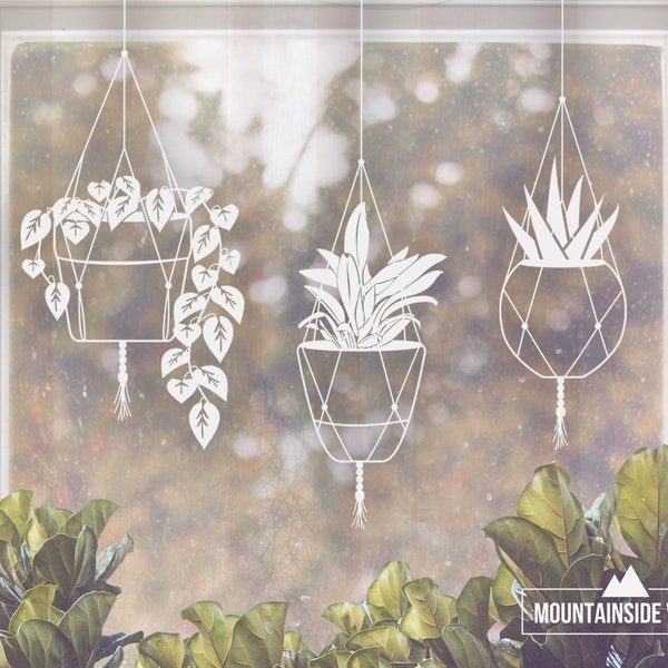 Hanging Plant Vinyl Decal - Gardening Sticker, Laptop Sticker, Mirror Decal, Plant Mom Sticker, Water Bottle Decal, House Plant Car Decal