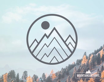 Custom City Mountain Range Vinyl Decal - Adventure Await Sticker, Wanderlust Water Bottle Decal, PNW Hiking Laptop Sticker, Window Car Decal