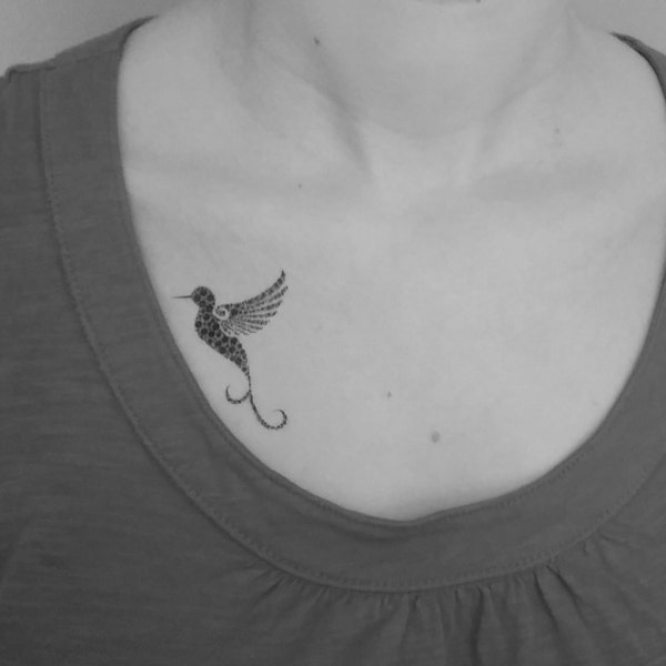 2 tatouages temporaires colibri / tatouages éphémères / tattoo / faux tatouage / noir / oiseau Tatouage temporaire