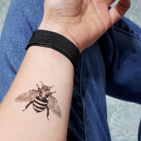 5 tatouages abeilles, bee, noir, tatouage temporaire, faux tatouage, tattoo