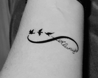 2 infinity Always tattoos, temporary tattoo, tattoo, fake tattoos, black, infinity always birds Temporary tattoos