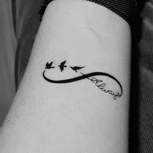 2 infinity Always tattoos, temporary tattoo, tattoo, fake tattoos, black, infinity always birds Temporary tattoos