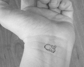 12 temporary miniature rabbit tattoos / finger tattoos, ears / tattoo / fake tattoo / black