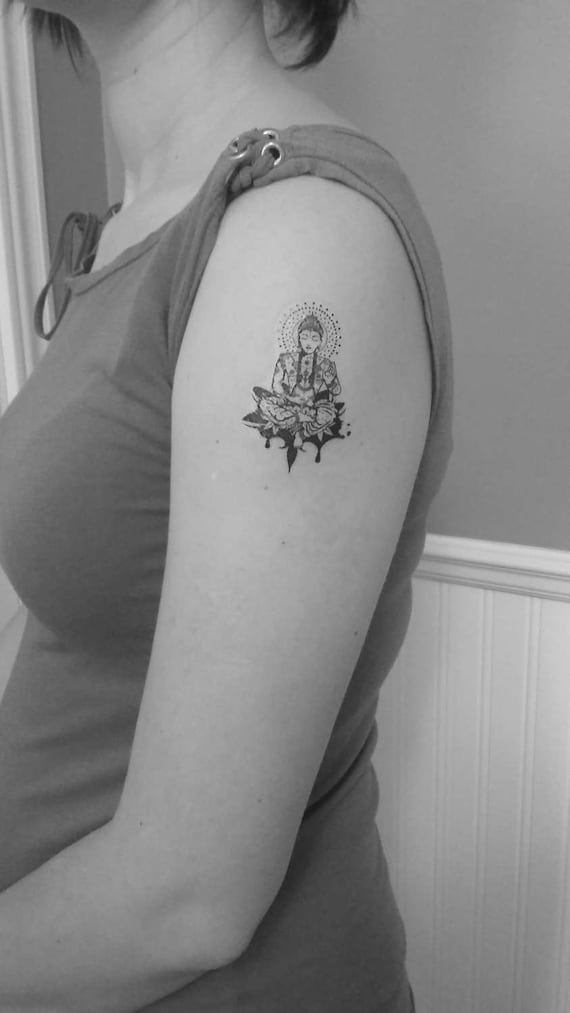 Bouddha 2 Tatouages Temporaires Tattoo Tatouage éphémère Noir