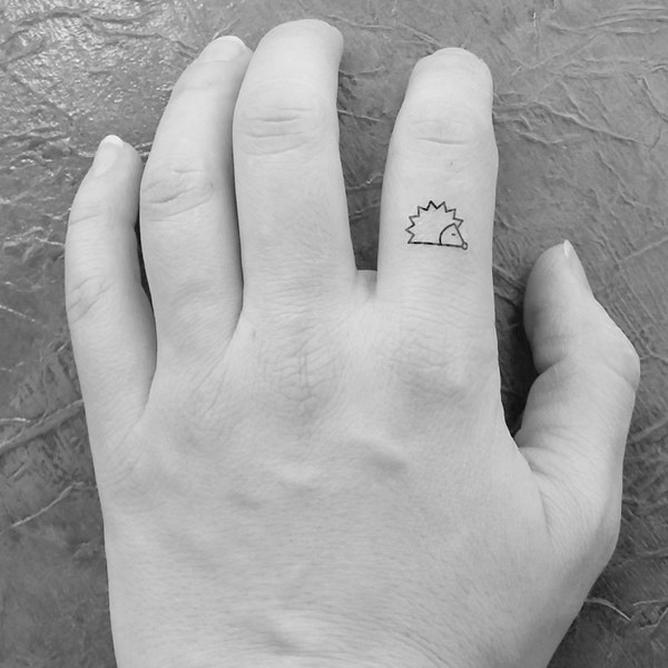 12 temporary miniature hedgehog tattoos / finger tattoos, ears / tattoo / fake tattoo / black