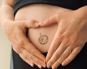 2 Fetal Tattoos / Temporary Tattoo / Baby / Pregnant Woman / Pregnancy Announcement / Tattoo / Fake Tattoo / Black