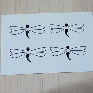 8 dragonfly semicolon tattoos / temporary tattoos / tattoo / fake tattoo / black / semicolon image 2