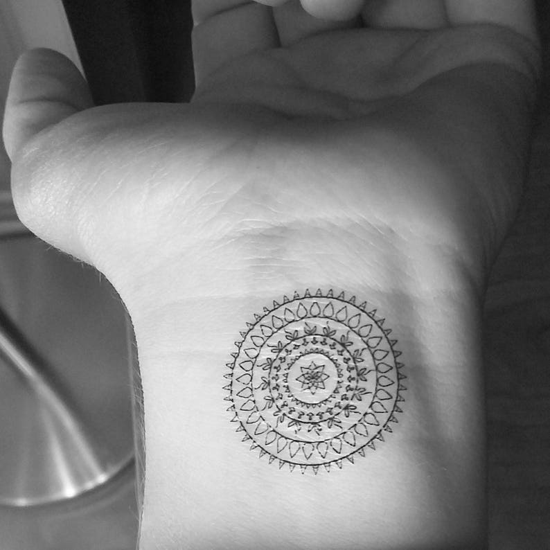 2 temporary tattoos / mandala / wrist / tattoo / fake tattoo / black image 2