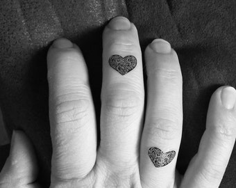 Cœur /3 tatouages temporaires / tatouages éphémères / tattoo / faux tatouage / noir / amour / St-Valentin