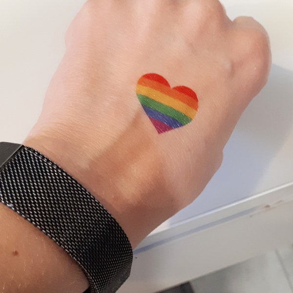 6 cœurs LGBT, fierté, arc en ciel, tatouage temporaire, LGBT, Gay tattoo, LGBT, Temporary Tattoo, Gay Pride Tattoo