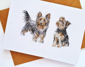 Yorkshire Terrier Dog Card - By Artist Gemma Keith - Personalised - Customised - Birthday Card - Blank Card - Pets Card - Handmade - Yorkie