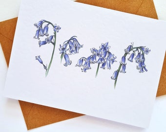 Bluebells Card - By Artist Gemma Keith - Personalised - Customised - Birthday Card - Blank Card - Flowers Card - Handmade - Botanical